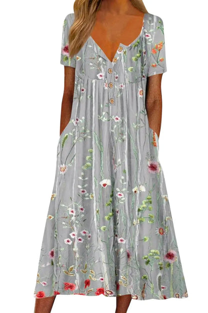 Elegant Flower Print Maxi Dress