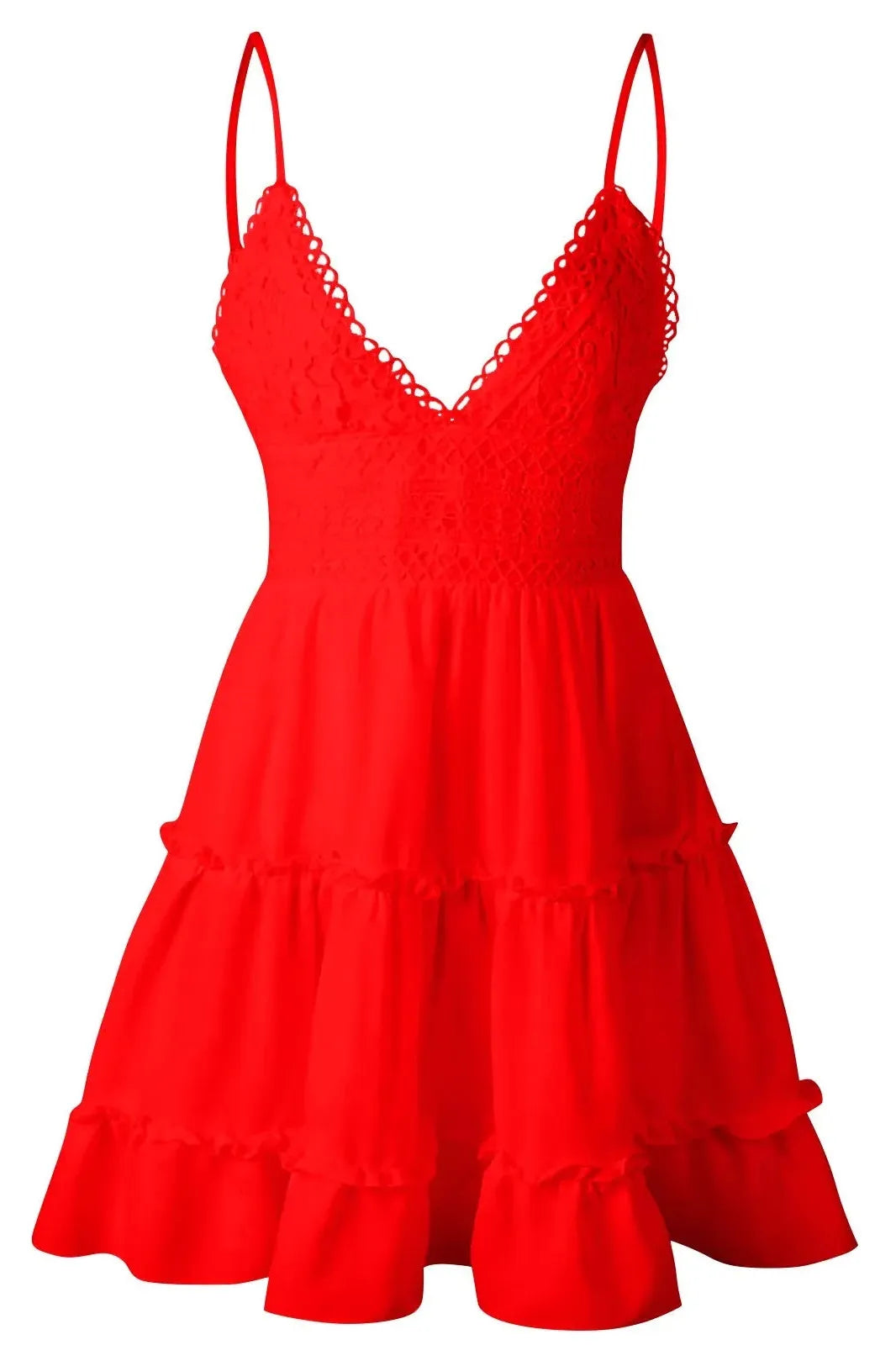 Spaghetti Strap Backless Lace Mini Dress