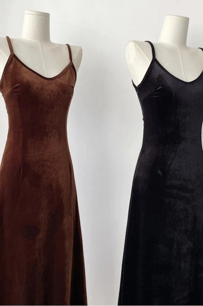 Elegant Velvet V-Neck Maxi Dress