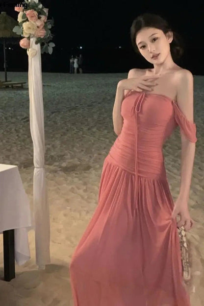 Elegant Off-Shoulder A-Line Maxi Dress