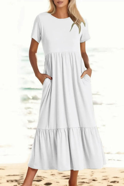 Elegant Flowy Tiered Midi Dress