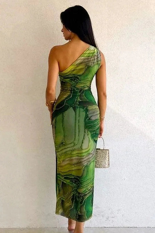 Elegant One Shoulder Backless Maxi Dress