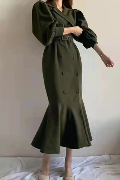 Elegant Long Sleeve Midi Dress