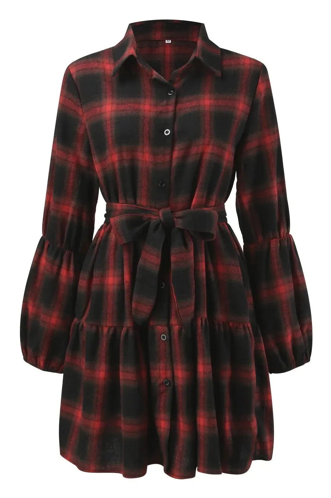 Elegant Long Sleeve Plaid Midi Dress