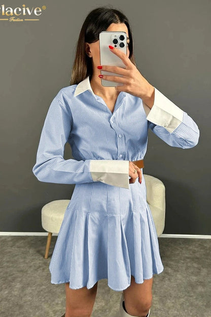 Long Sleeve Pleated Mini Dress