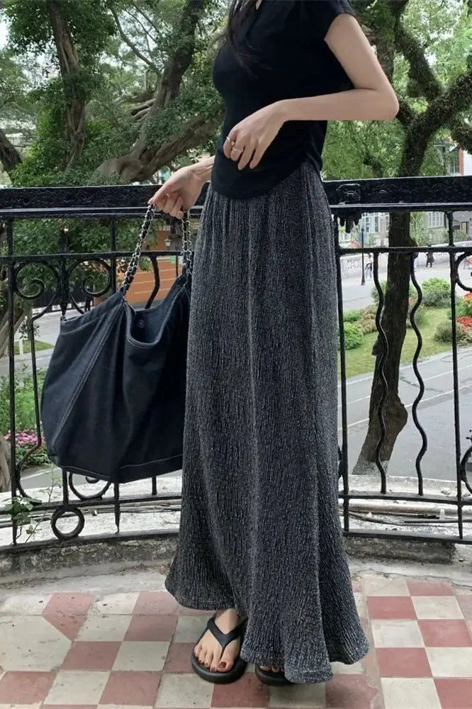 Elegant High Waist Long Skirt