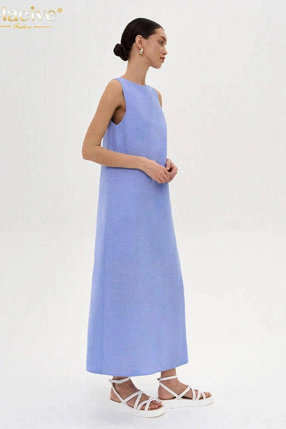 Elegant O-Neck Sleeveless Maxi Dress