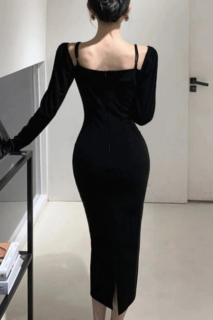 Velvet Long Sleeve Maxi Dress