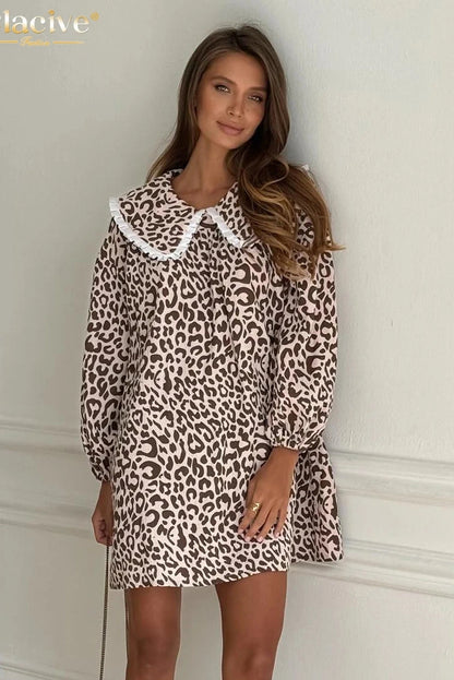 Print Long Sleeve Mini Dress