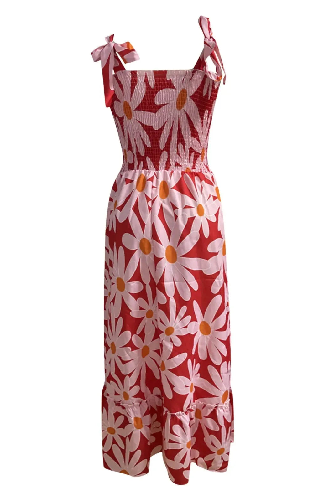 Floral Print Tie Straps Maxi Dress