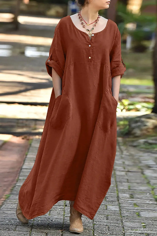 O Neck Loose Maxi Dress