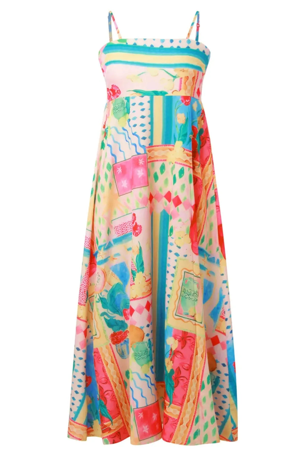 Colorful Floral Strap Maxi Dress