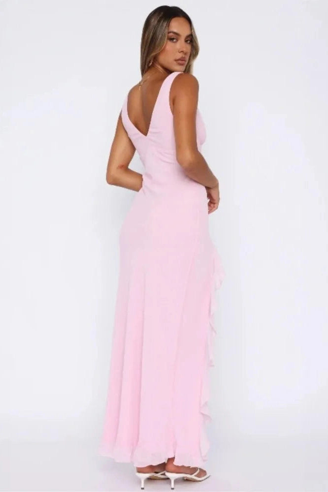 V-Neck Backless Bodycon Maxi Dress