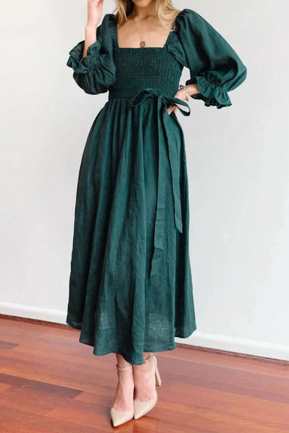 Off Shoulder Tie Rope Belt Maxi Dress