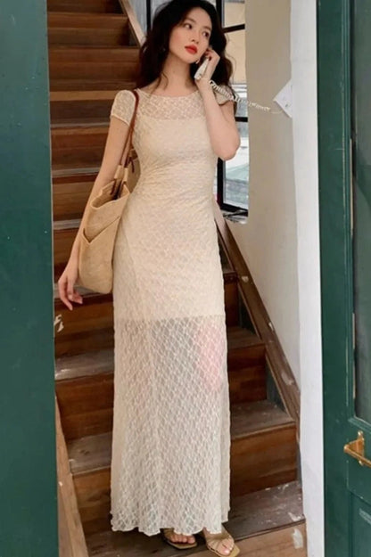 Elegant Lace Bodycon Maxi Dress