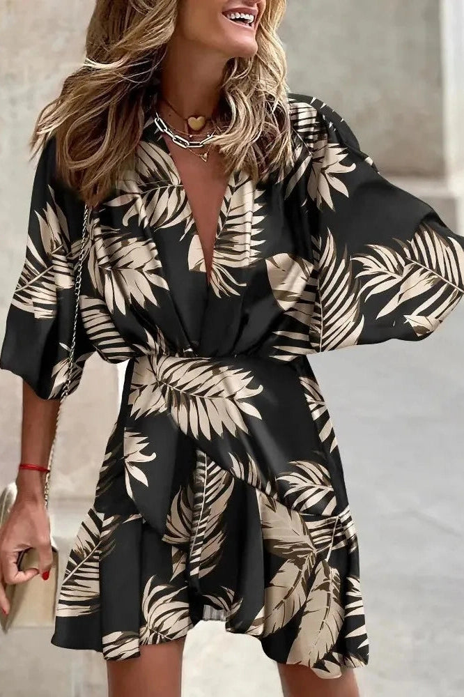 Elegant Irregular Print Mini Dress