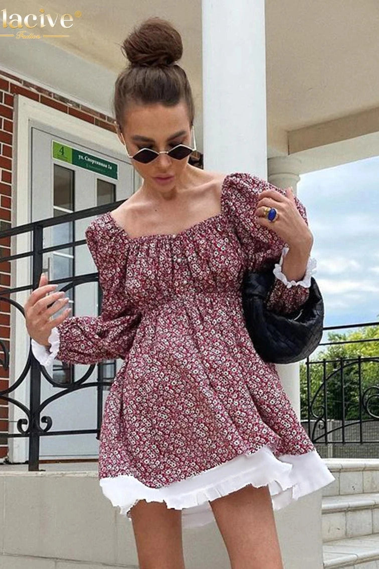 Printed Short Sleeve Mini Dress