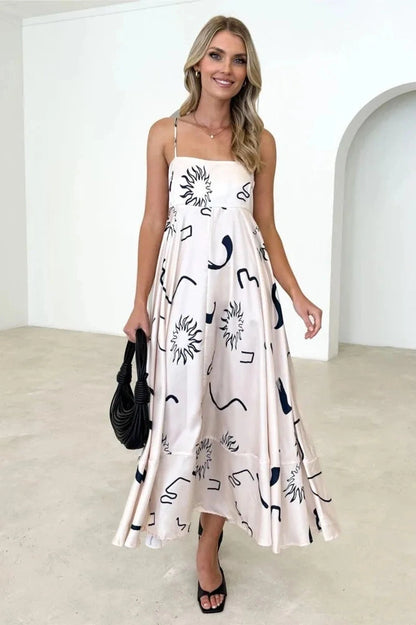 Elegant Printed A-Line Maxi Dress