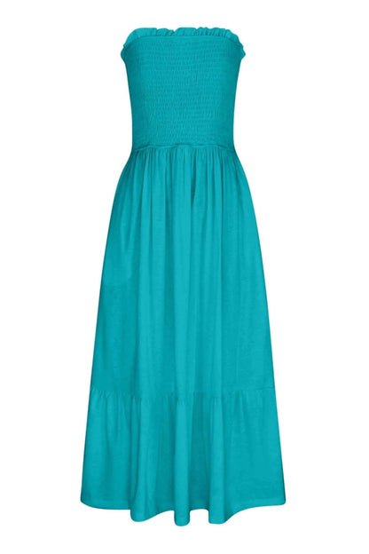 Strapless Off-Shoulder Cotton Maxi Dress