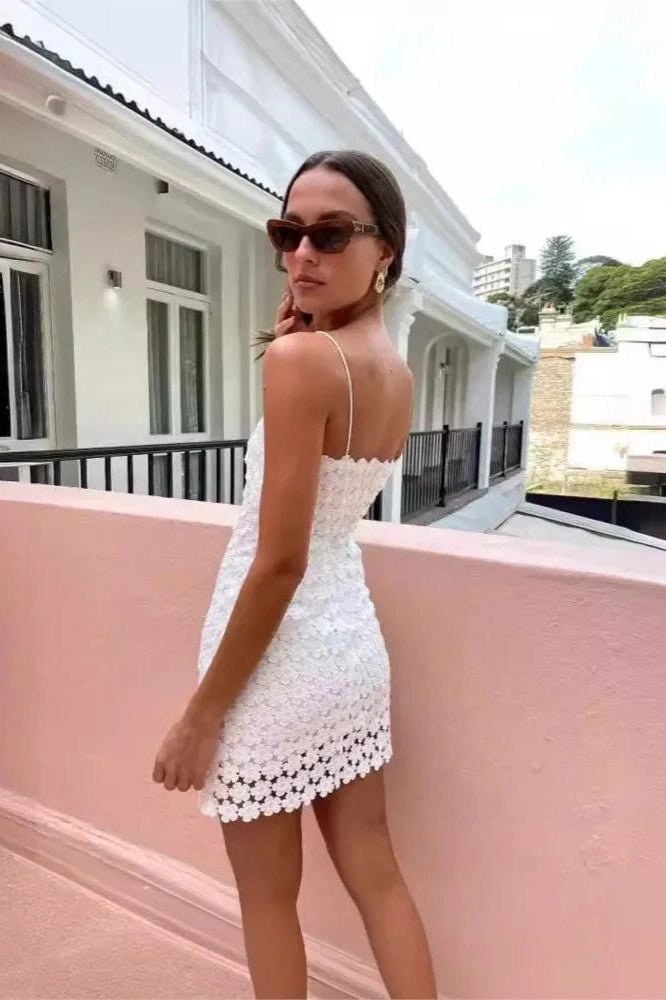 Elegant Lace Hollow Backless Mini Dress