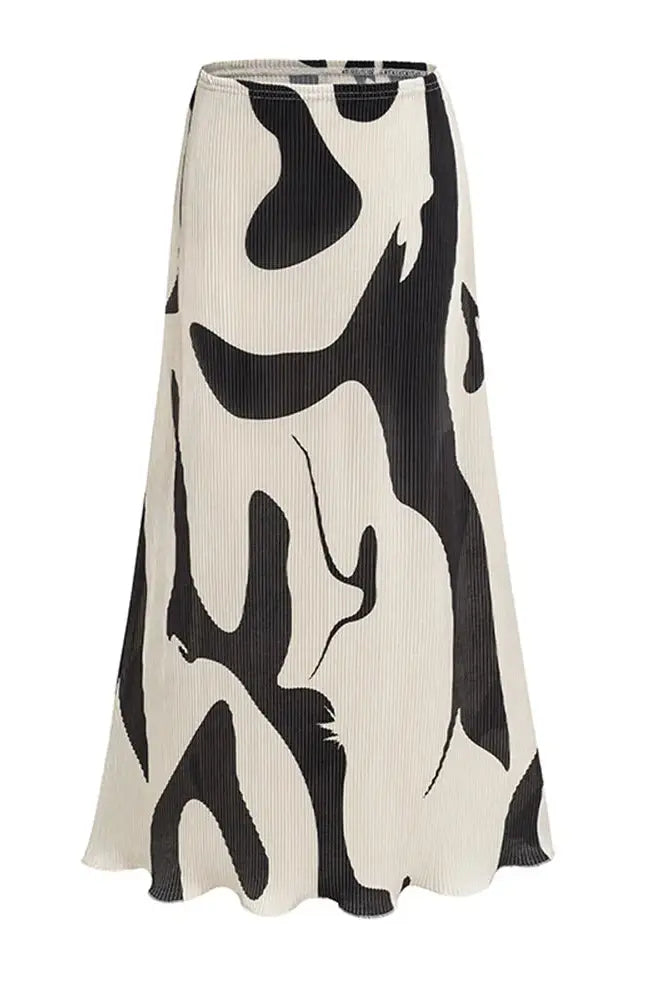 Zebra Printed High Waist Patchwork Maxi Skirt