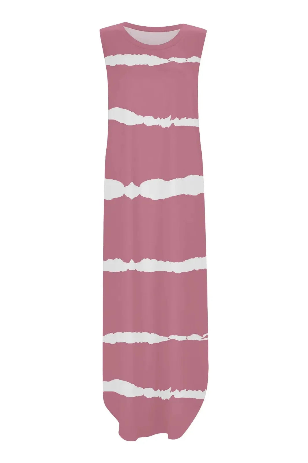 Stripe Print Sleeveless Maxi Dress