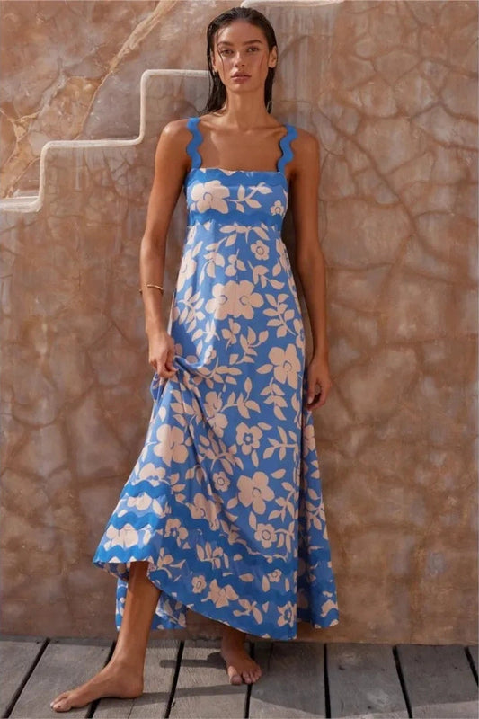 Elegant Sleeveless Print Maxi Dress