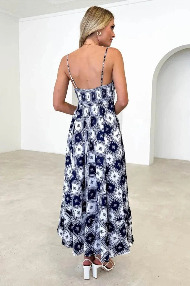 Elegant Printed A-Line Maxi Dress