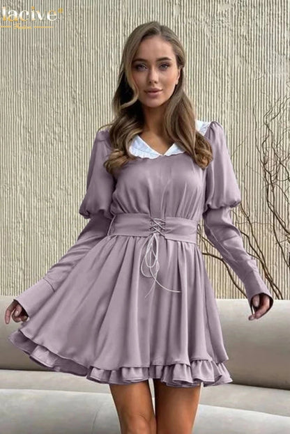 Elegant Long Sleeve Mini Dress