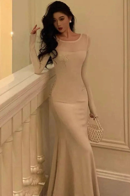 Elegant Long Sleeve Bodycon Maxi Dress