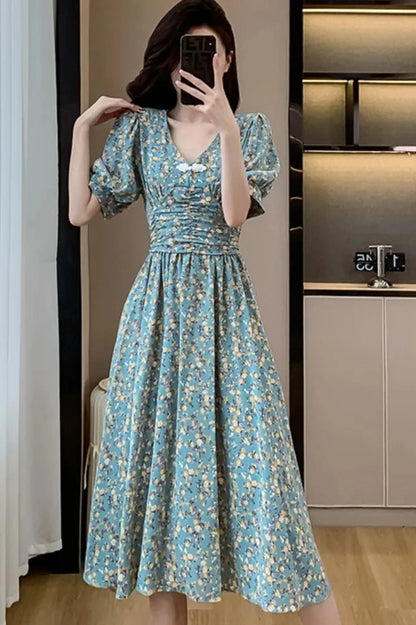 Elegant Floral Print Midi Dress