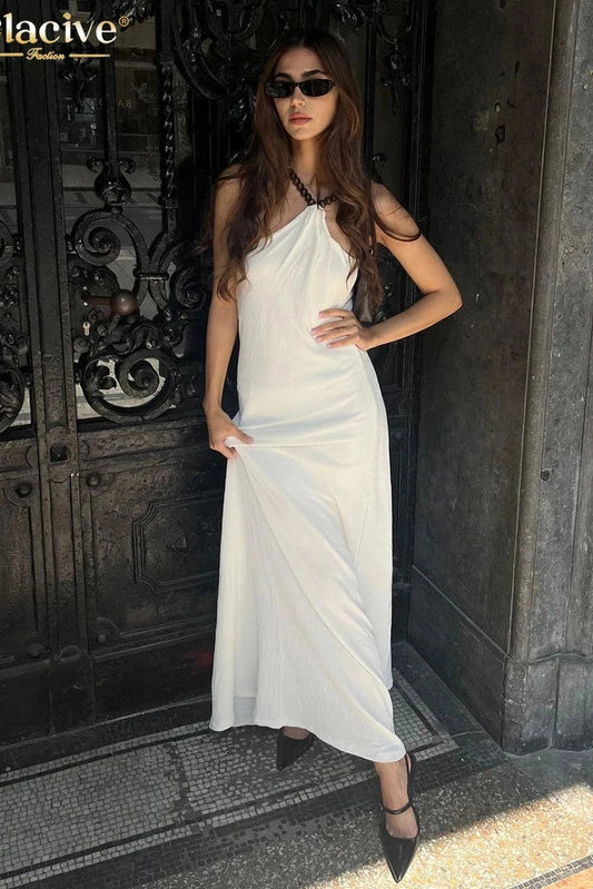 Elegant Halter Sleeveless Maxi Dress