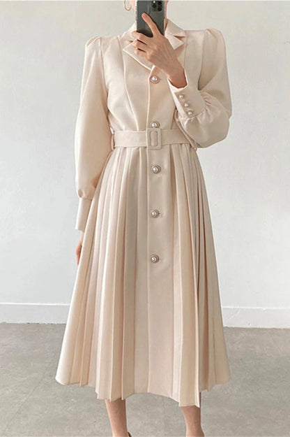 Elegant Long Sleeve A-Line Midi Dress