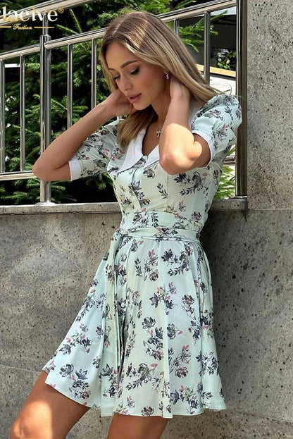 Elegant Short Sleeve Mini Dress