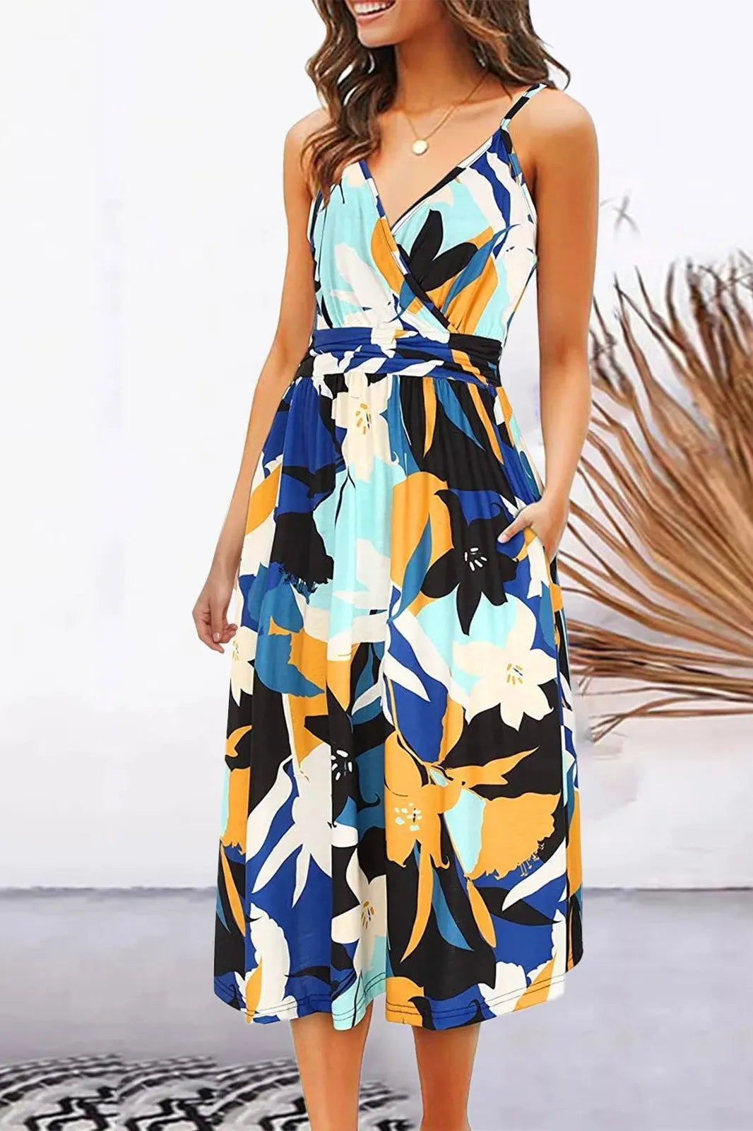 Sleeveless Neck A-Line Flare Midi Dress