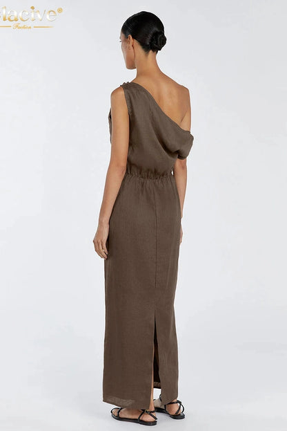 Cotton Sleeveless Backless Maxi Dress