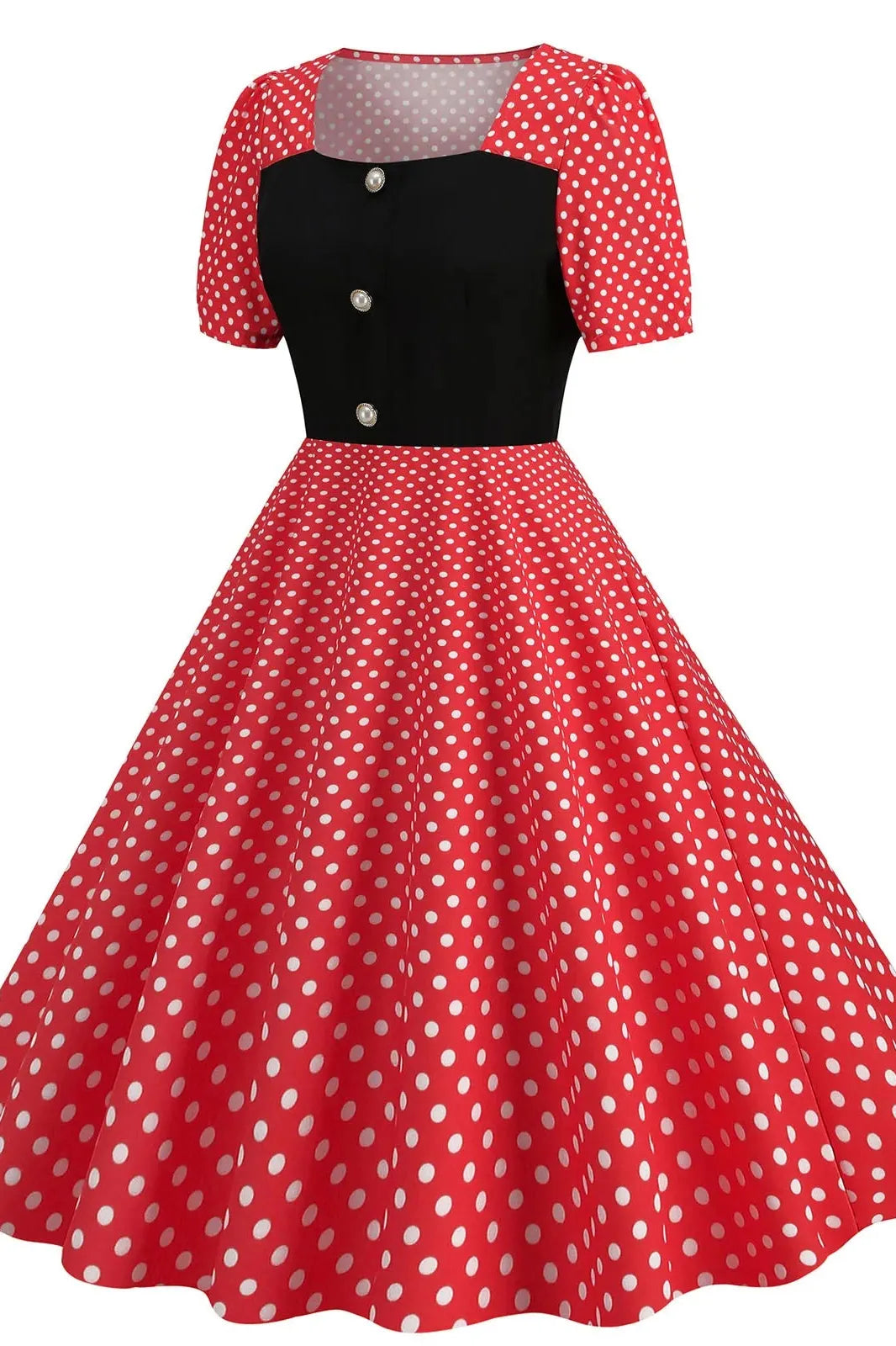 Polka Dot Print Short Sleeve Maxi Dress