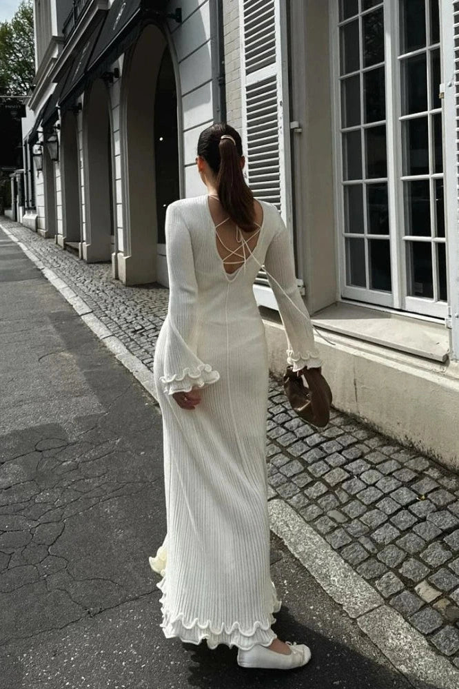 Long Sleeve Round Neck Maxi Dress