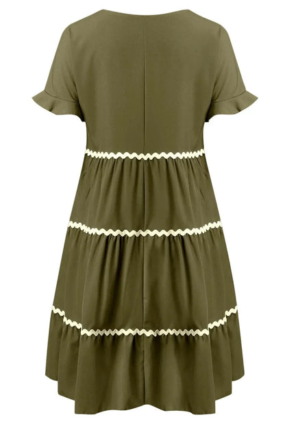 Elegant Short Sleeve Midi Dress