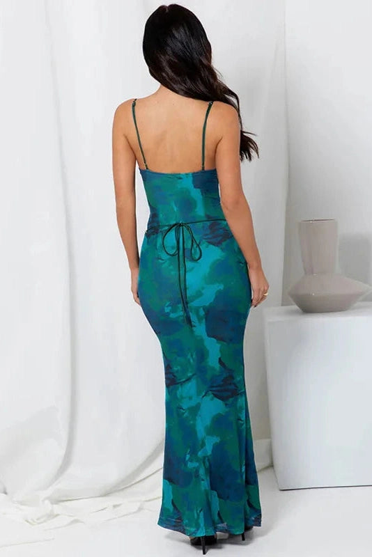 Printed Sleeveless Bodycon Maxi Dress