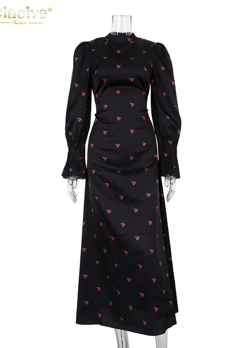 Bodycon Print Long Sleeve Maxi Dress