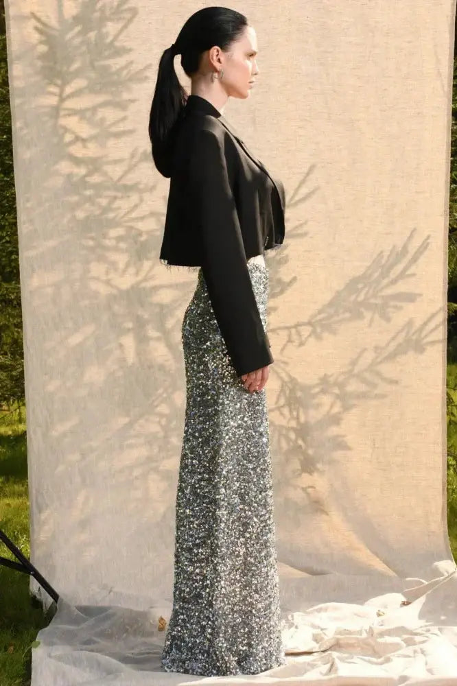 High Waist Sequin Maxi Skirt