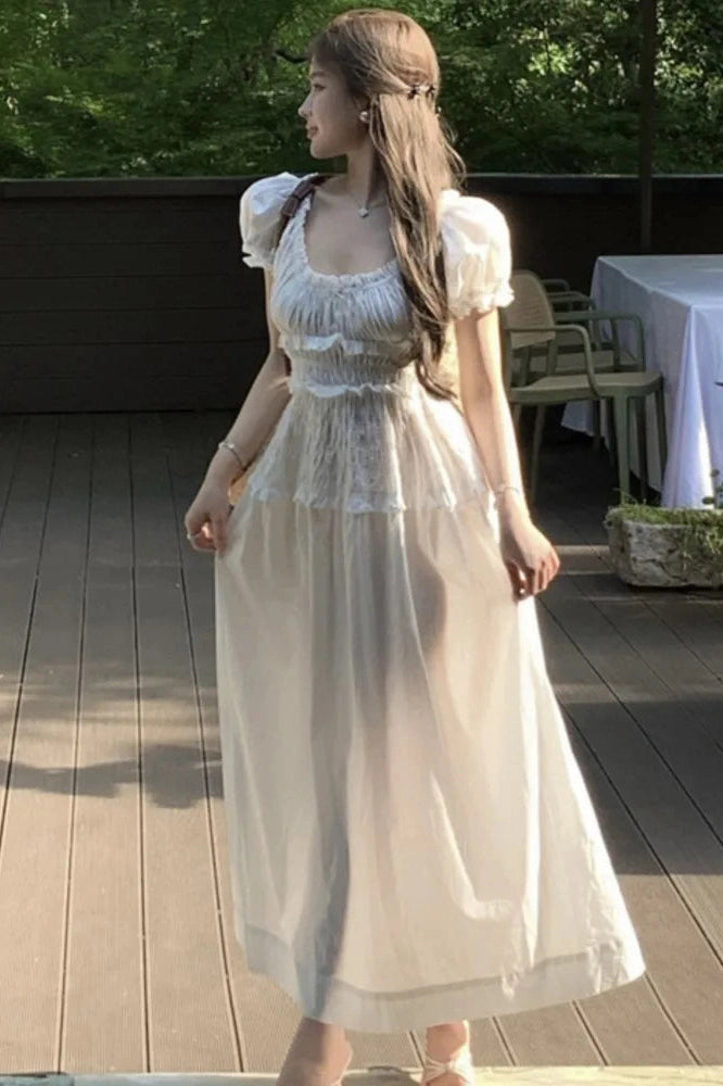 Elegant Puff Sleeve Maxi Dress