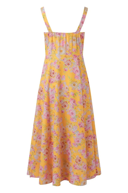 Flower Print Sleeveless Maxi Dress