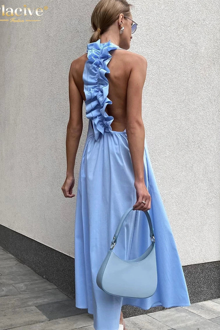 O-Neck Sleeveless Maxi Dress