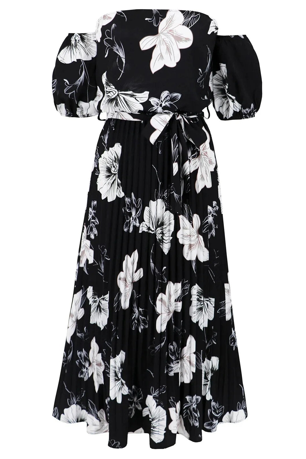 Elegant Off-Shoulder Floral Print Maxi Dress