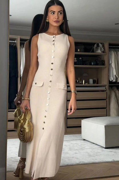 Elegant O-Neck Sleeveless Maxi Dress