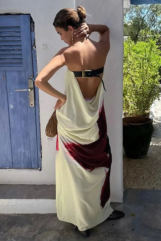 Elegant Strapless Backless Maxi Dress