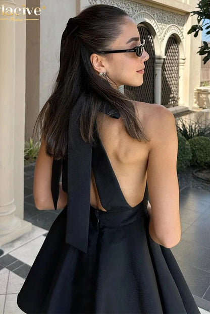 Elegant Halter Sleeveless Mini Dress