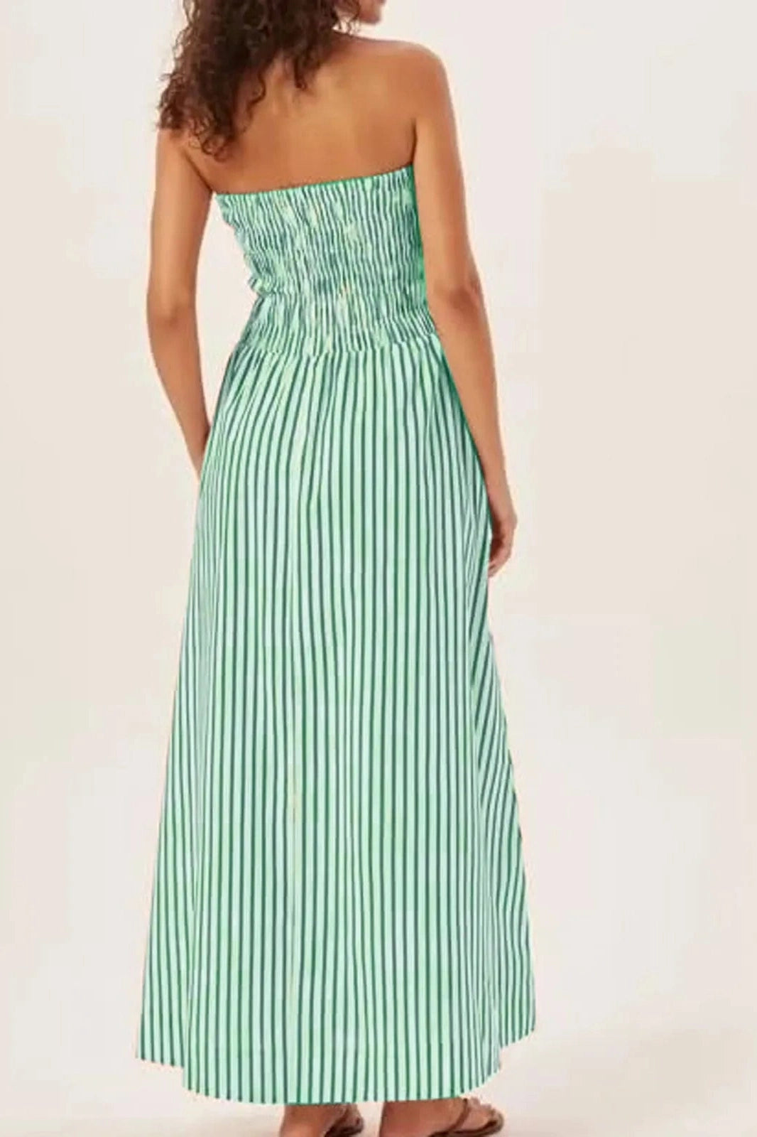 Striped Sleeveless Wrap Maxi Dress